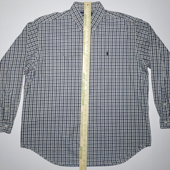 Ralph Lauren Mens Black Blue Checkered Long Sleeve Button Up Shirt Size Large - Picture 13 of 13